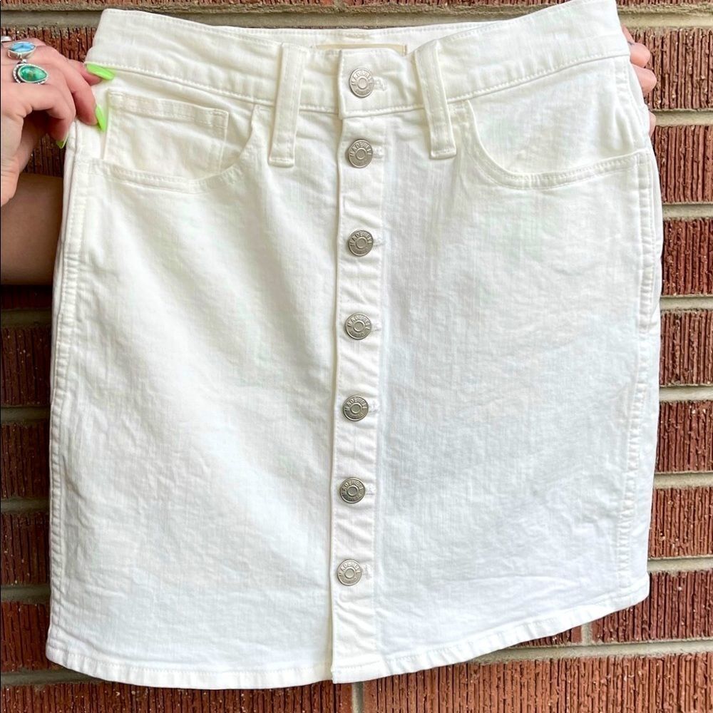 Madewell (25) White Denim Button Down Skirt